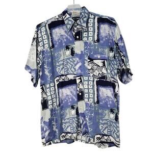 Webb's-Franco Ponti Men Blue Geometrical Look Short-Sleeve Button-Dow Pocket L